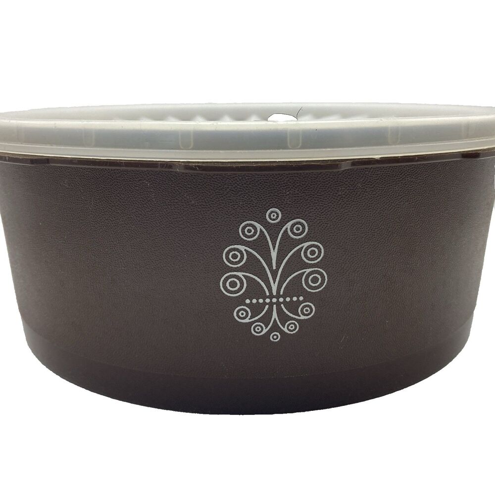 Tupperware Graphic Harvest Brown Container w/ Lid #39284 Vintage Made in Canada